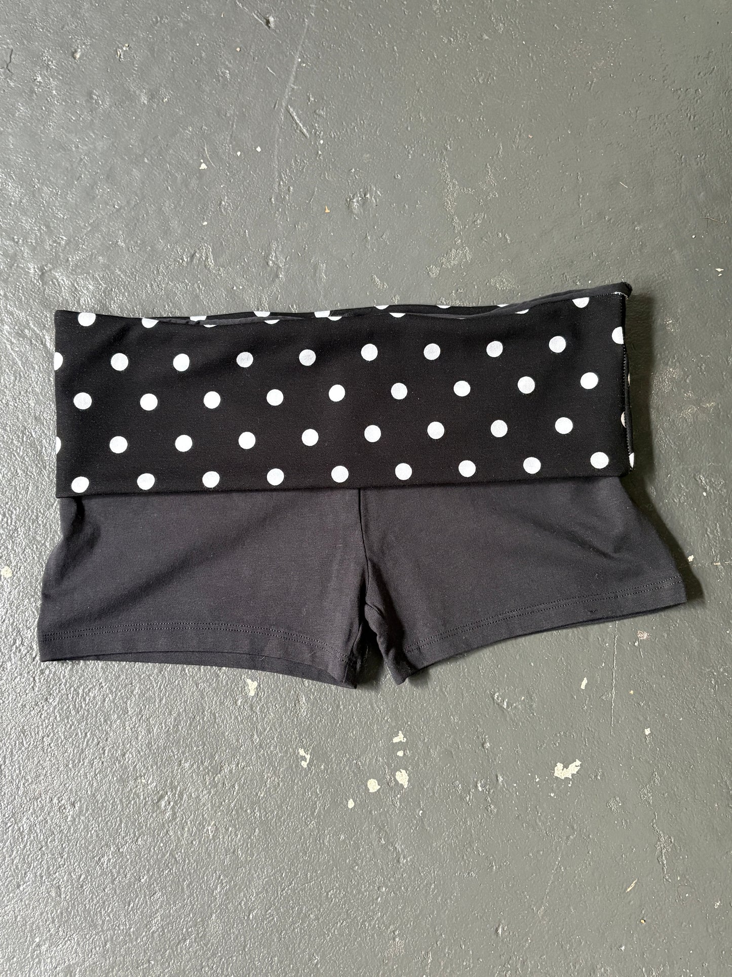 Black Polka Dot Fold Over Shorts