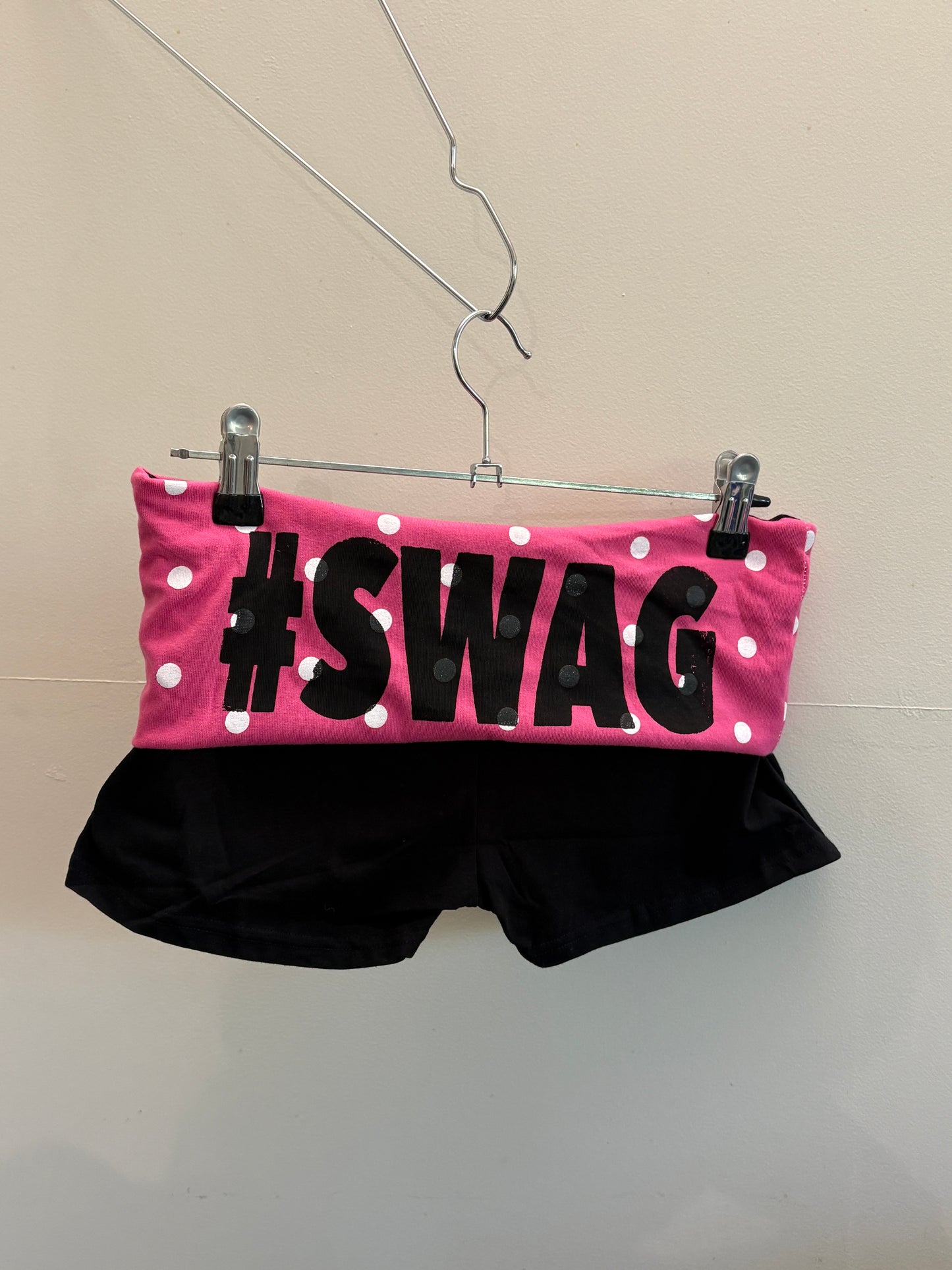 SWAG foldover shorts in pink polka dot