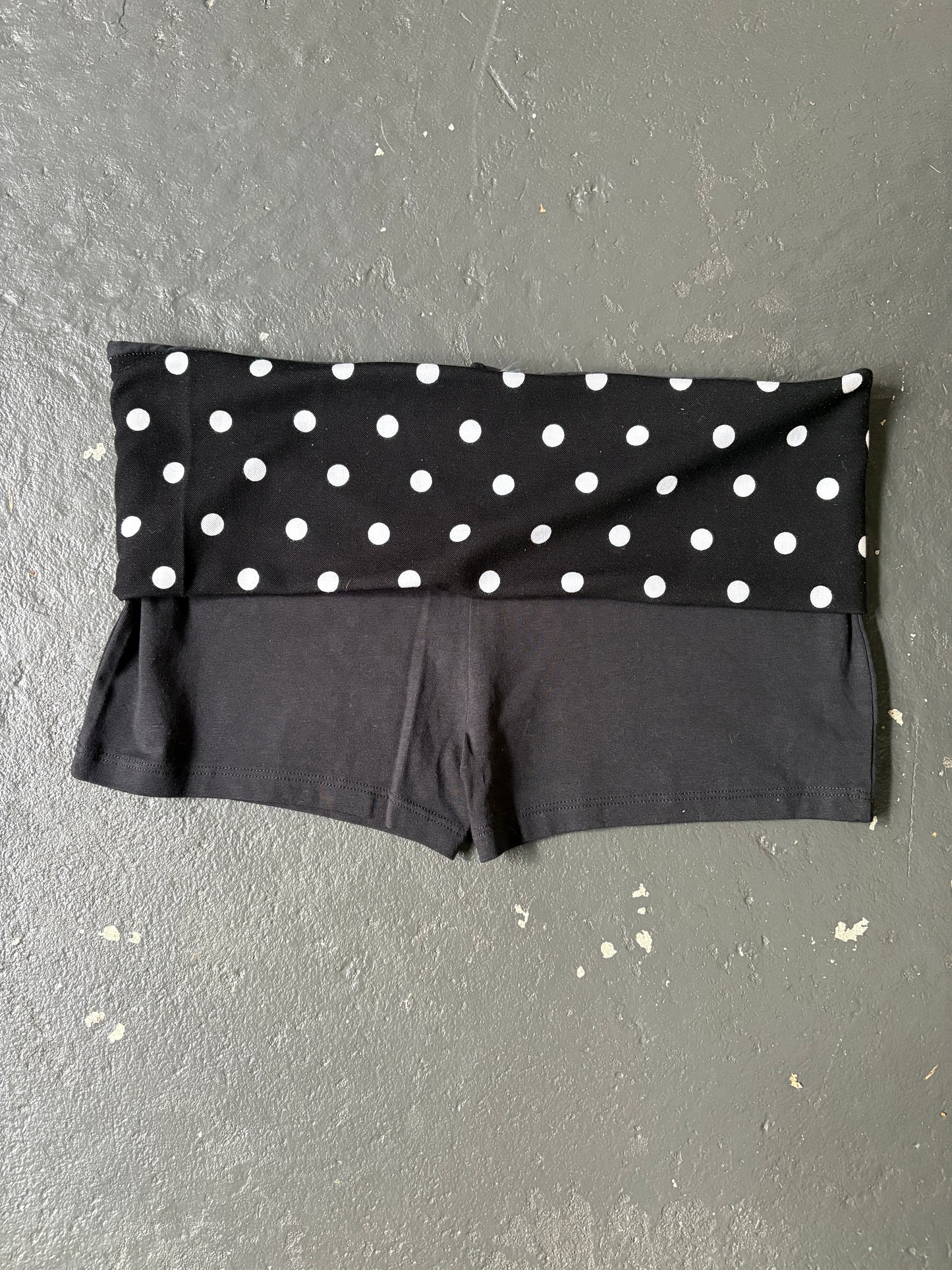 Black Polka Dot Fold Over Shorts