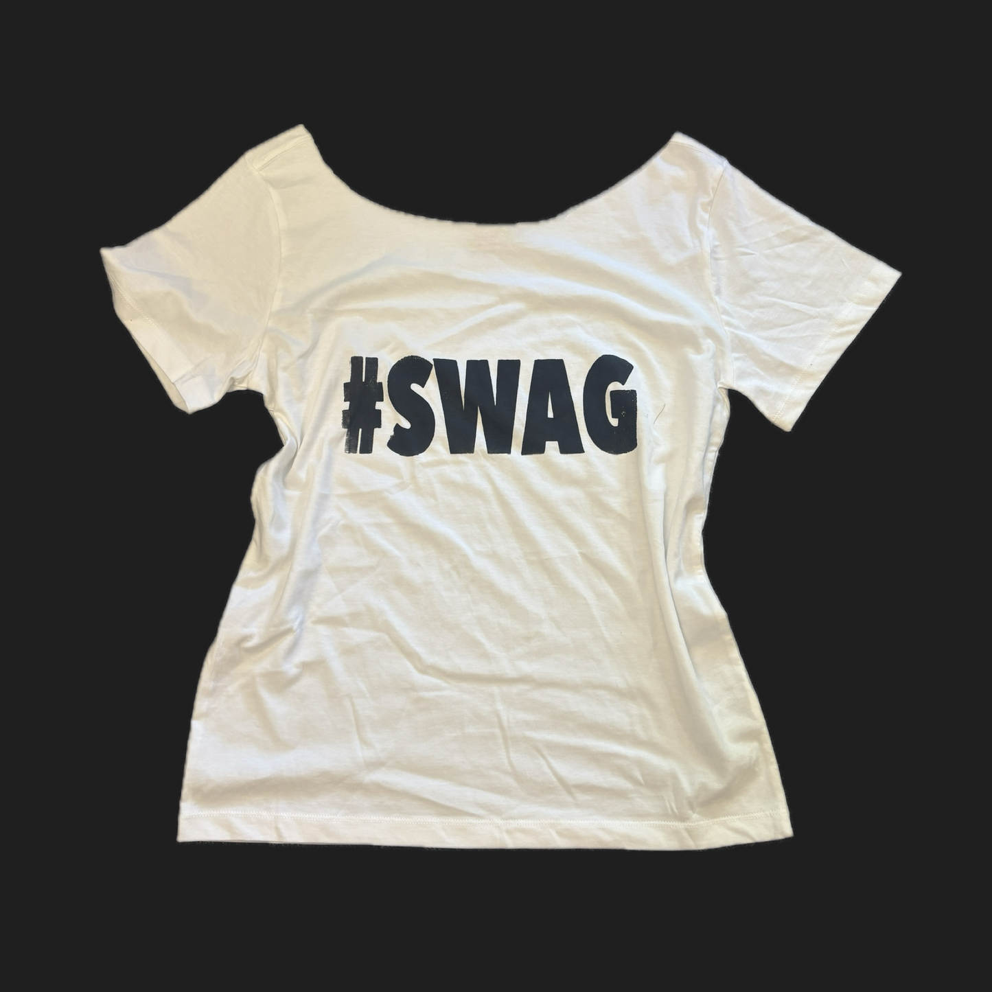 “SWAG” off the shoulder tee