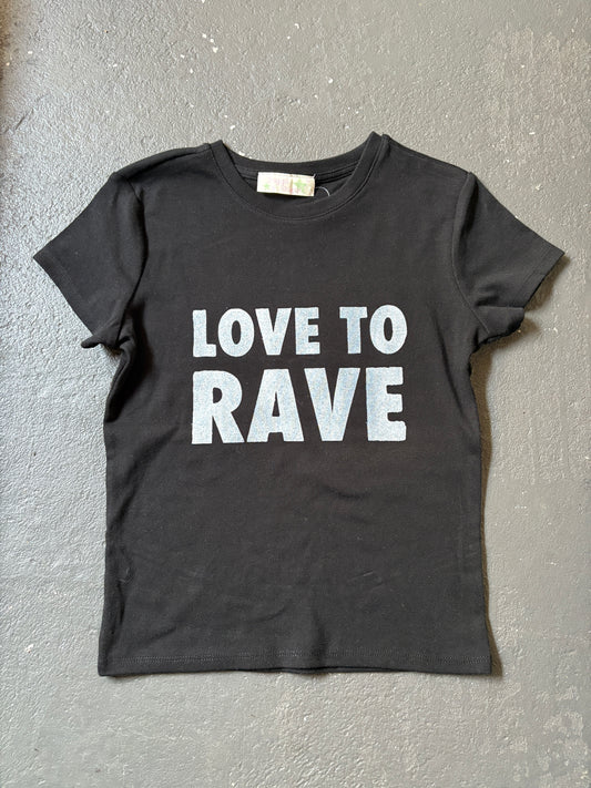 Love to rave baby tee - black