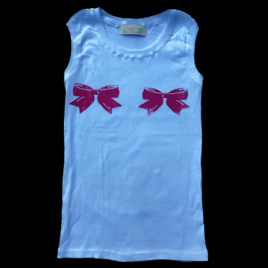 The bow nipples tank top in white