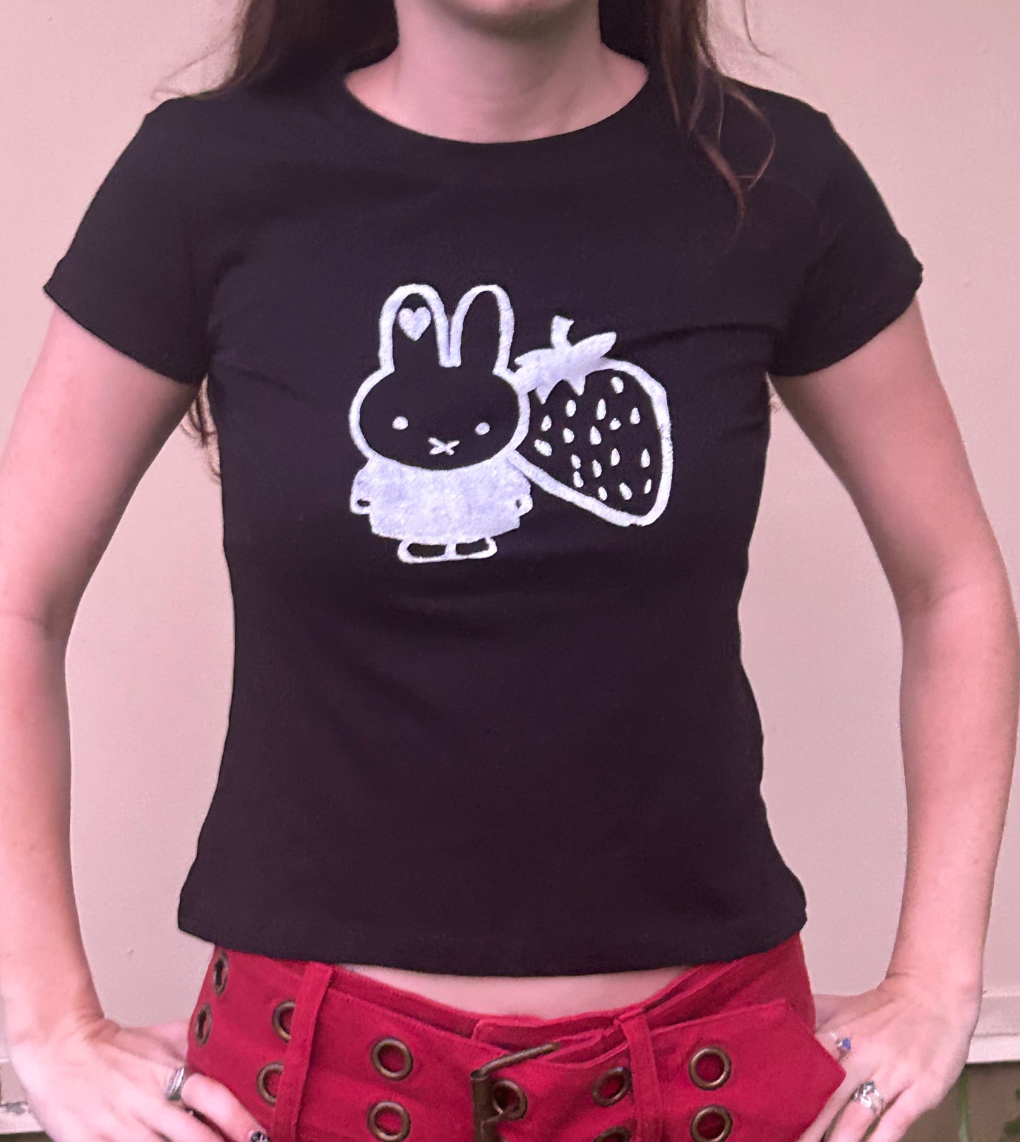The Strawberry Miffy Baby Tee in red
