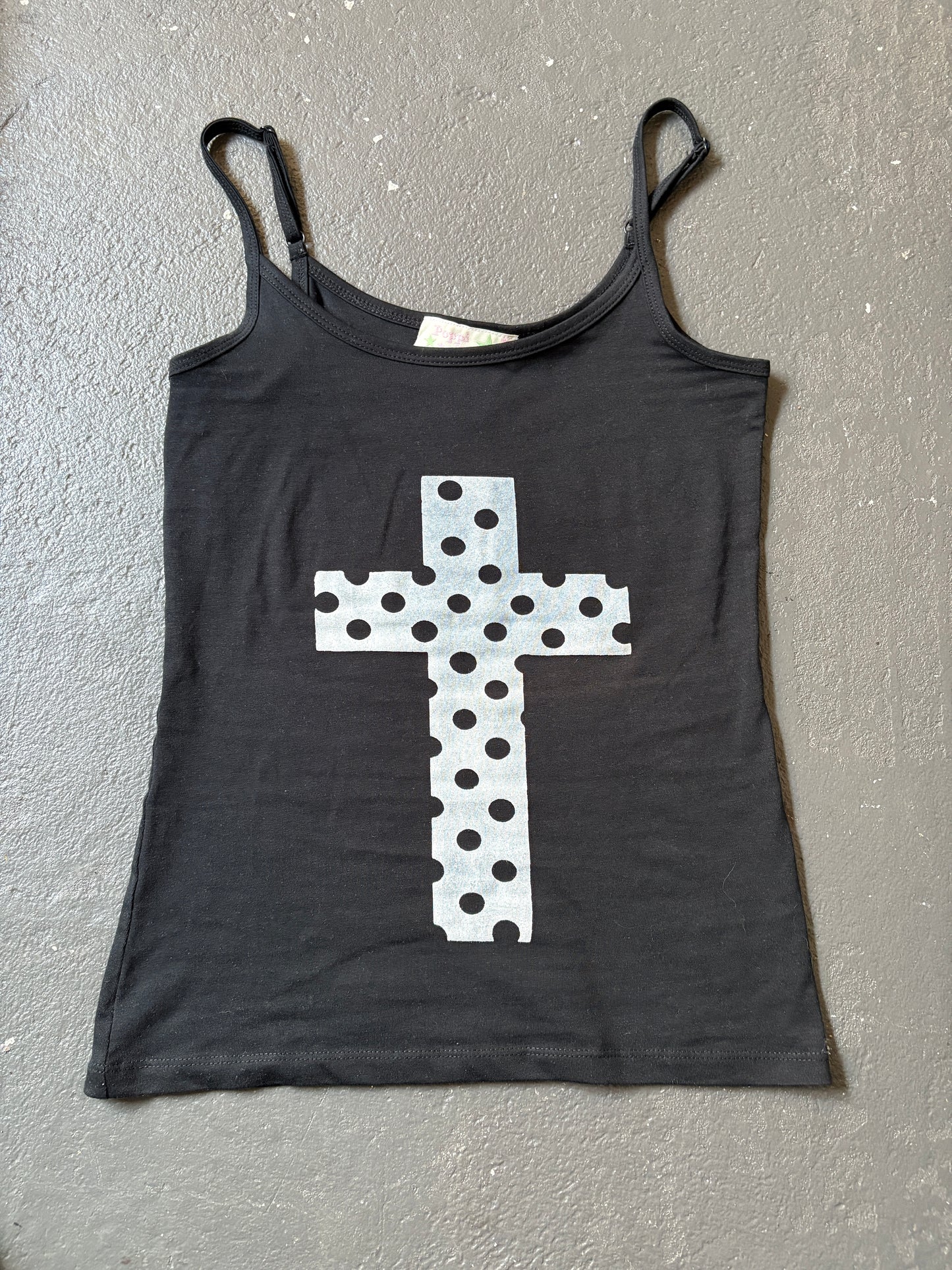 The polka dot cross tank - black