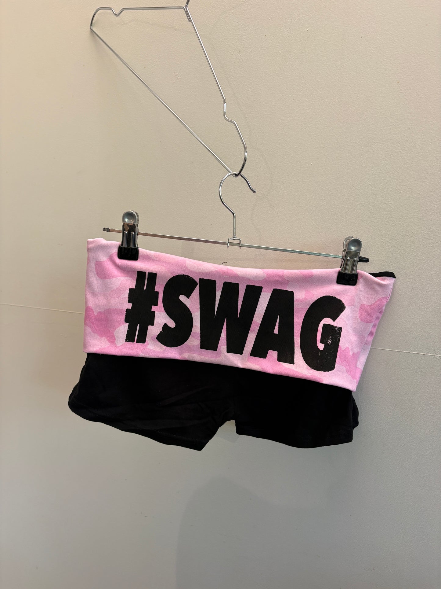 SWAG foldover shorts in pink camo