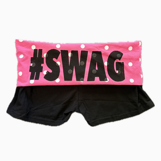 SWAG foldover shorts in pink polka dot