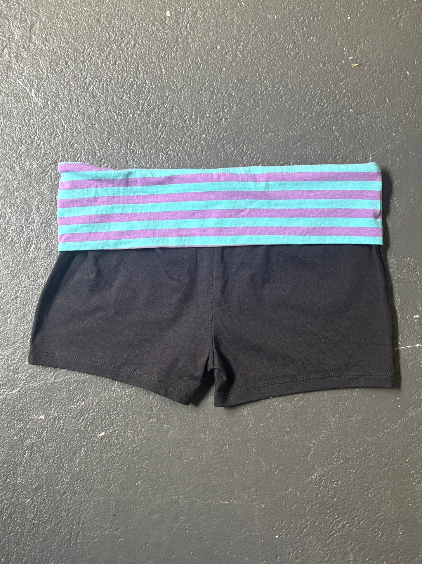 Blue Striped Fold Over Shorts