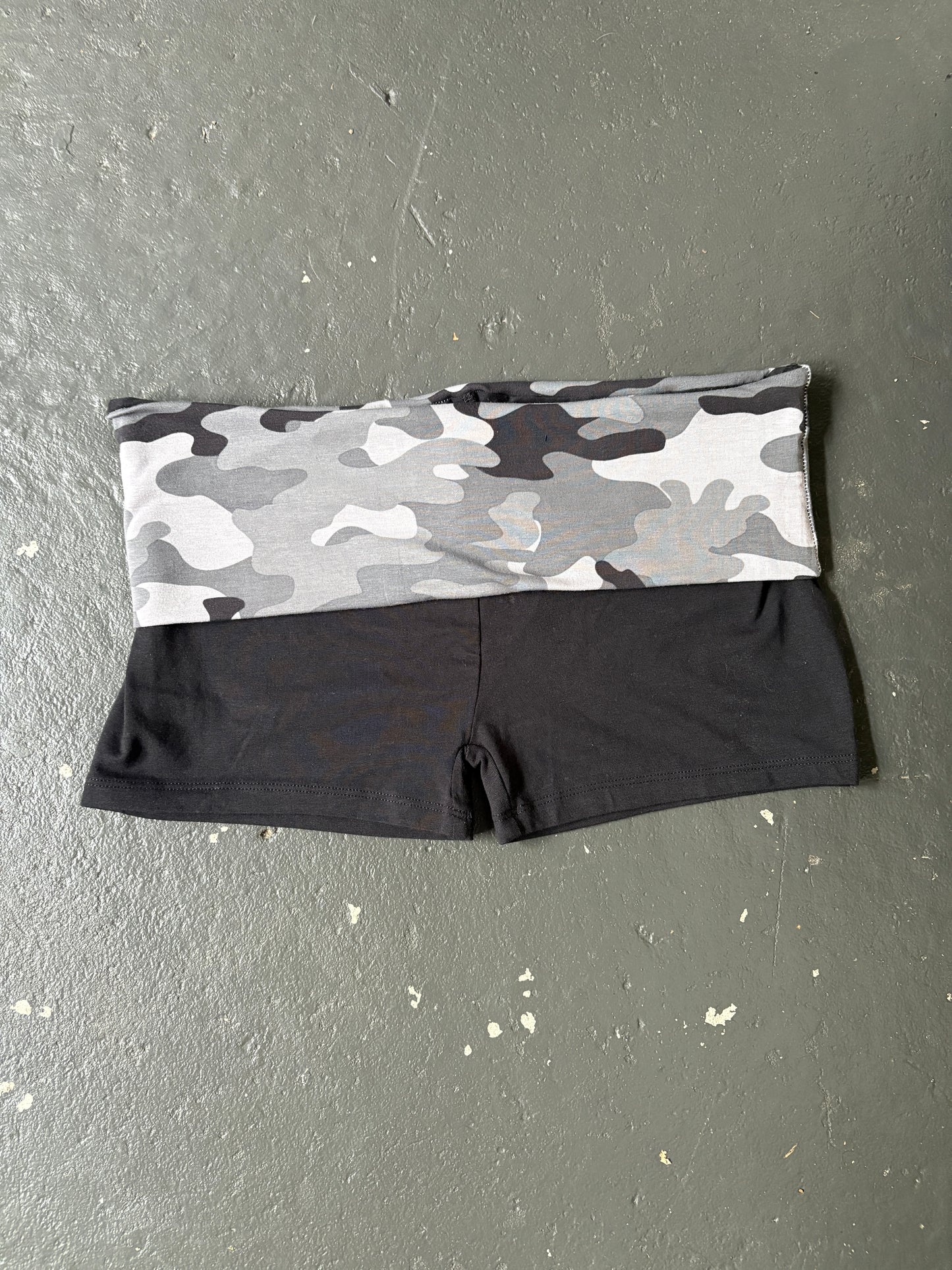 Grey Camo Fold Over Shorts