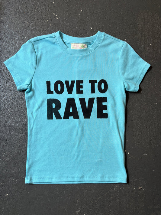 Love to rave baby tee - blue