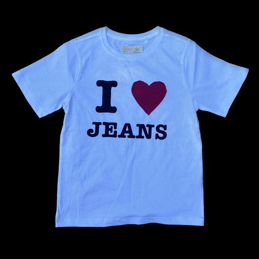 The “I Love Jeans” Baby Tee in white
