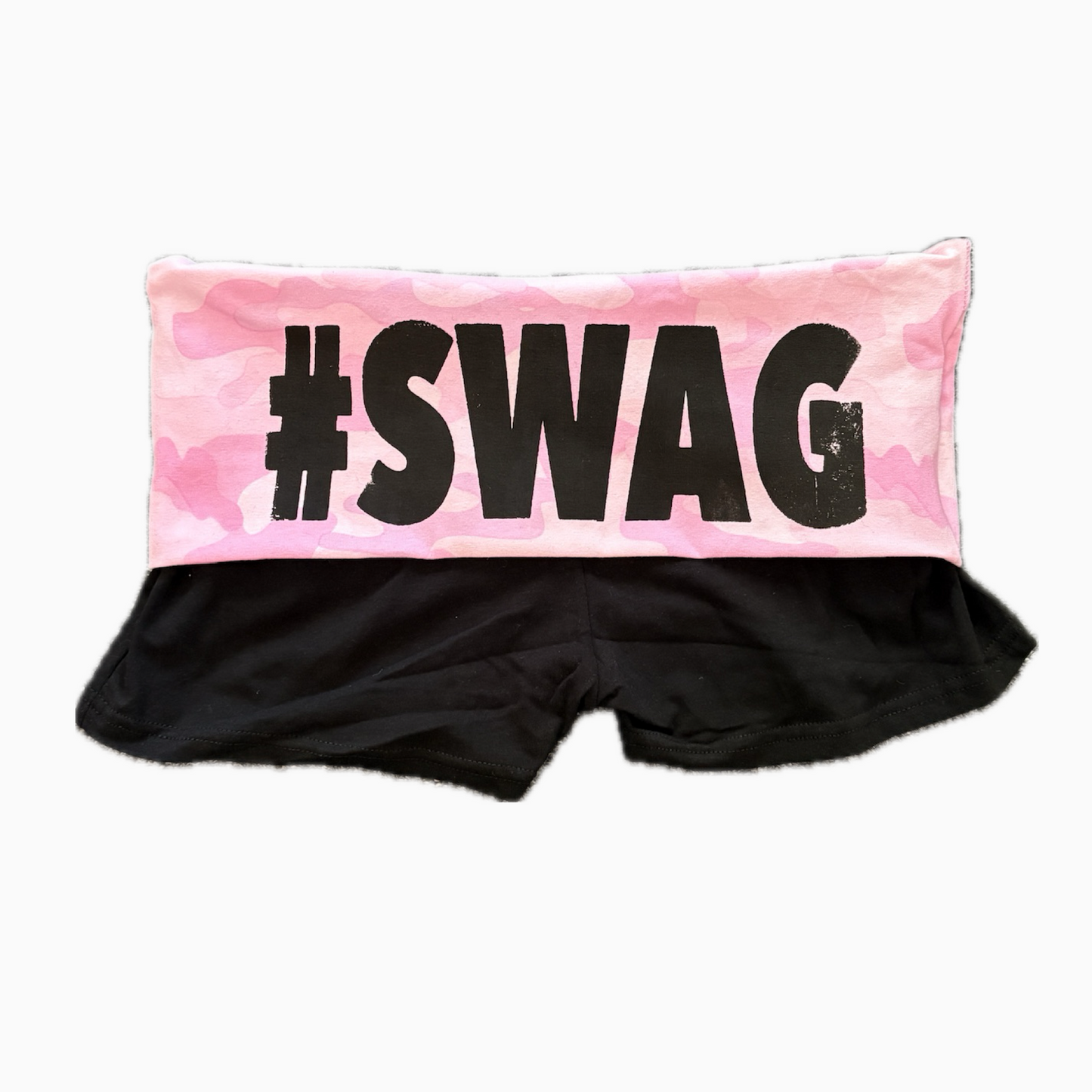 SWAG foldover shorts in pink camo