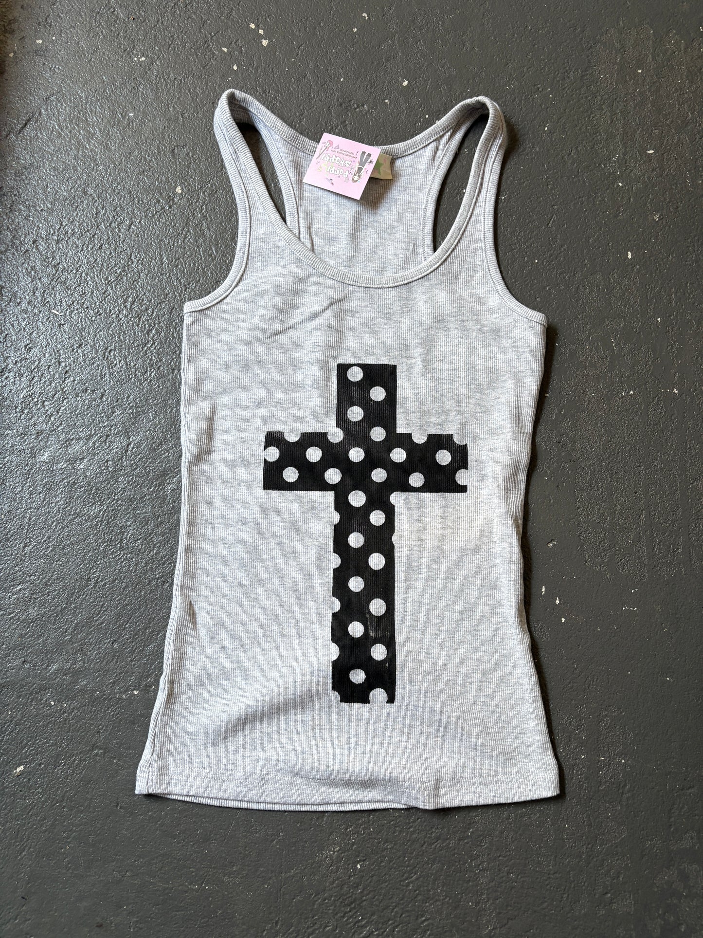 The polka dot cross tank - grey