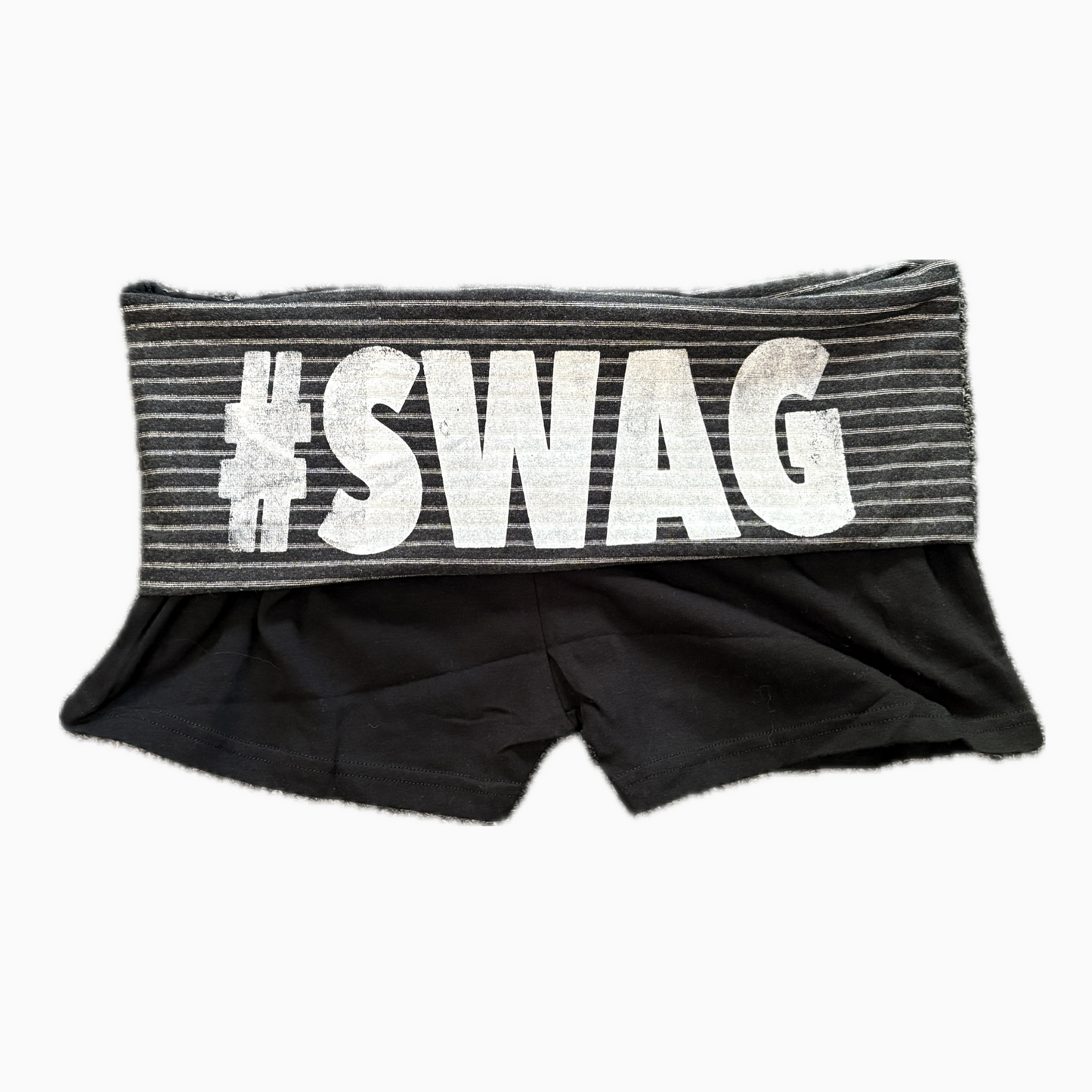 SWAG foldover shorts in grey / black stripe