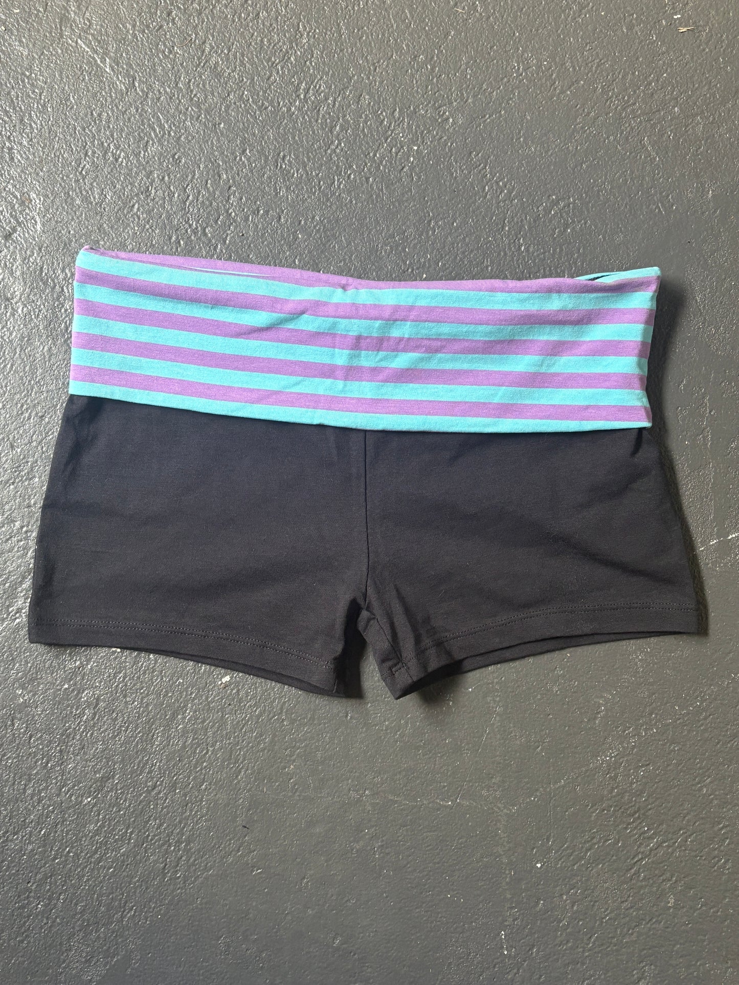 Blue Striped Fold Over Shorts