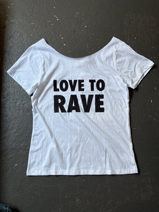 Love to rave off shoulder top - white