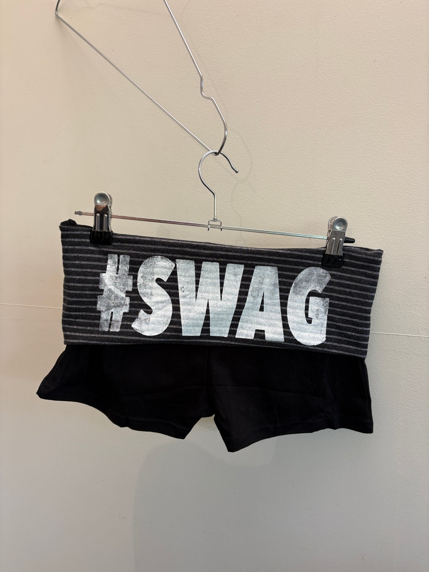 SWAG foldover shorts in grey / black stripe