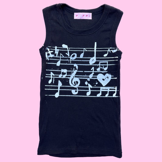 The music notes tank top in black