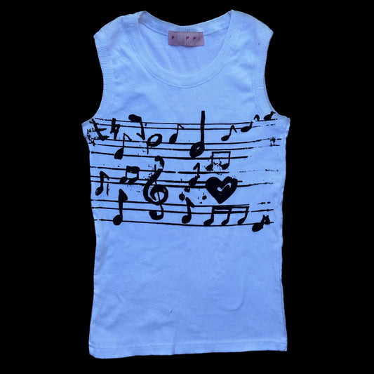 The music notes tank top in white