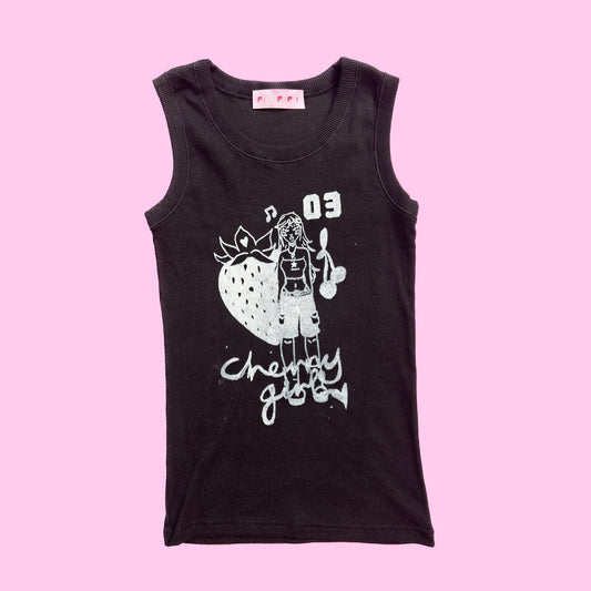 The cherry girl tank top in black