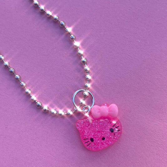 The sparkly pink hello kitty necklace