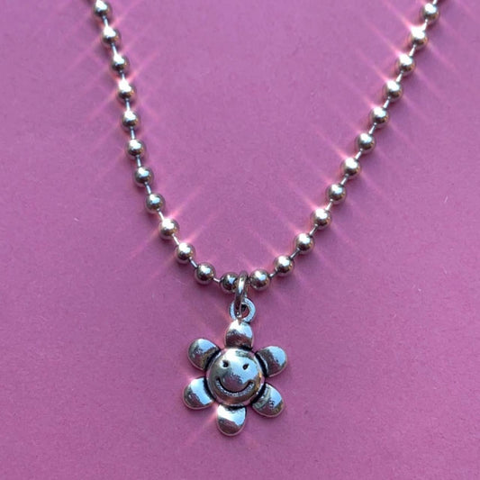 The happy flower ball chain necklace